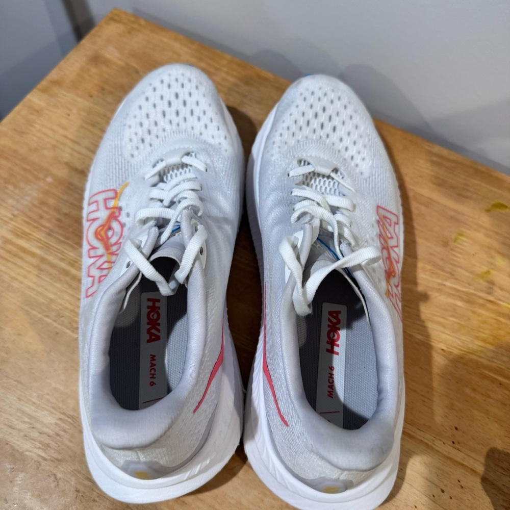 Hoka Women's Mach 6 White / Nimbus Cloud Sneakers 9.5 - Picture 7 of 9